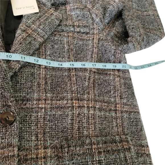 See U SOON Gray Plaid Blazer Jacket  Longsleeves Size S WOMEN'S - Picture 5 of 12